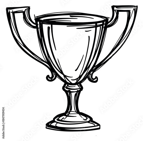 Trophy cup icon hand drawn outline illustration