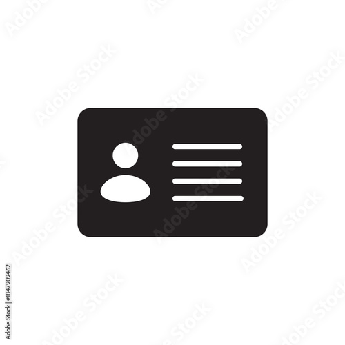 Basic solid identity card and user profile icon