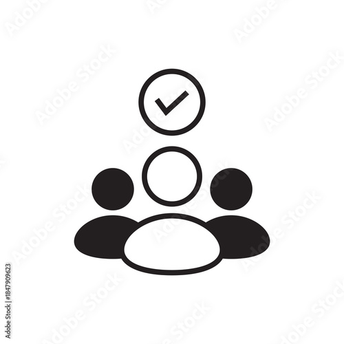 Solid team leader success and achievement check icon