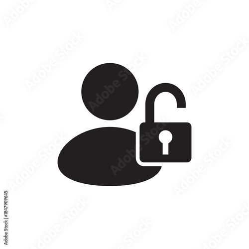 Solid unlock user account and granted access icon