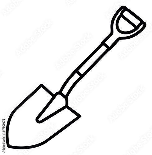 Simple garden spade icon set black and white line art