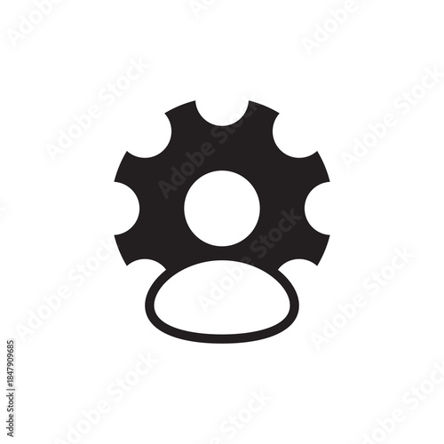 Solid user account settings gear and cog icon