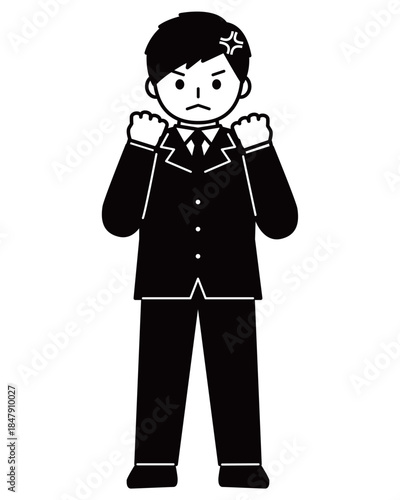 怒って両手を上げる男の子