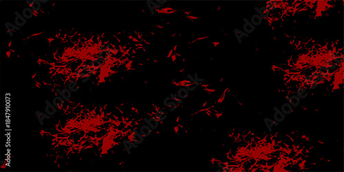 Vintage grunge pattern for design and decoration space for text. Distressed red grunge texture on a dark background, vector. Blood spill on black background.