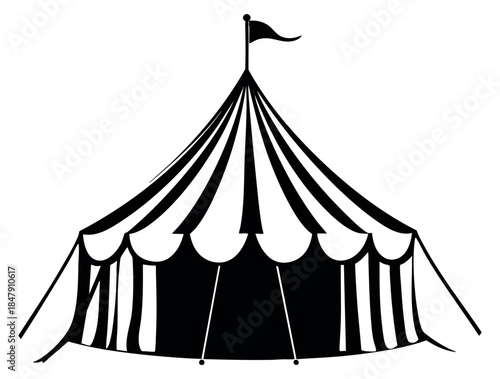 Circus tent icon black and white line art