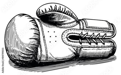 Vintage boxing glove illustration hand drawn sketch