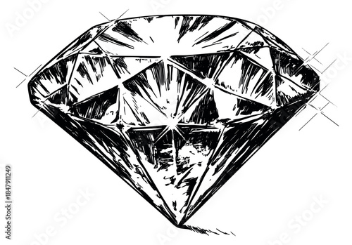 Diamond icon hand drawn outline illustration