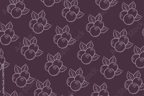 Seamless Blueberry Flat Vector Pattern Tile