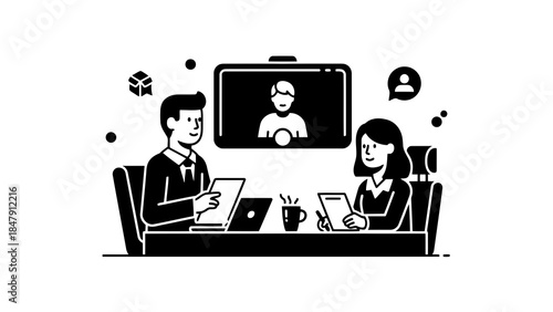 Virtual business meeting and online collaboration at the office
