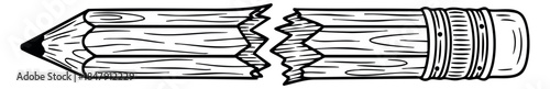 Broken pencil vector illustration hand drawn outline illustration