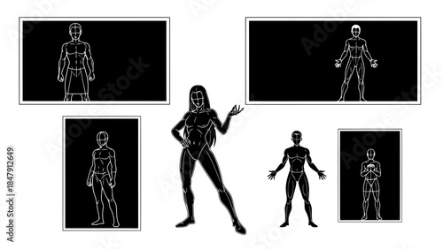 Human anatomy reference models for artistic drawing and design