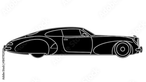 Classic vintage car silhouette vector illustration on white background