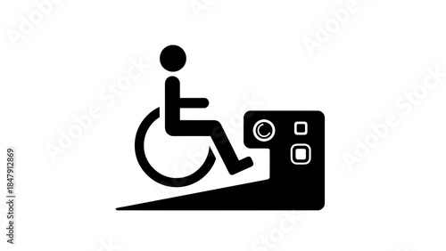 Wheelchair accessible atm symbol on white background icon design