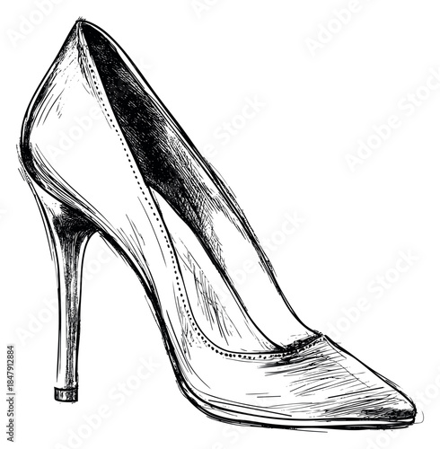 Hand drawn high heel shoe illustration
