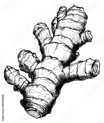 Ginger root hand drawn sketch