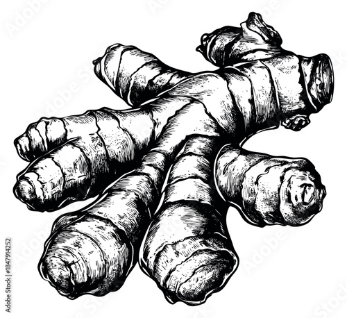 Ginger root hand drawn outline illustration