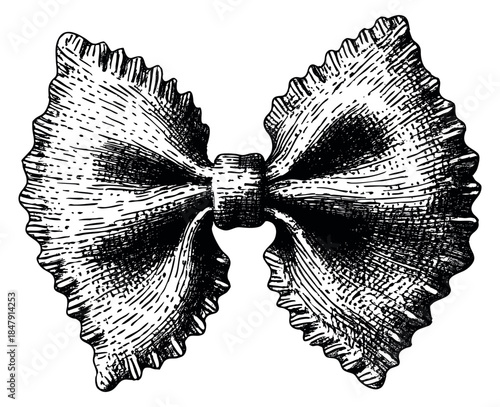 Vintage farfalle pasta illustration hand drawn sketch