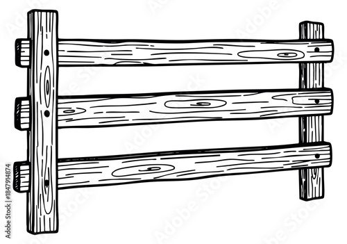 Hand drawn wooden fence illustration