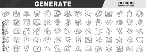 AI generate theme clear line icon set