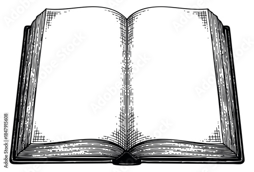 Vintage open book illustration hand drawn sketch