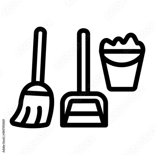 cleaning tools set Line Icon
