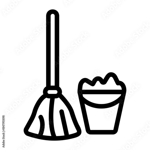 floor mop Line Icon