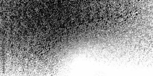 Abstract grunge stipple dots halftone gradient background texture. Black Grainy Texture Isolated On White. Panoramic Background. Distressed uneven grunge background. rough, textured, distressed, paint