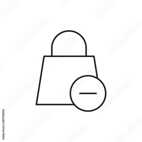 Shopping bag with remove minus button interface icon