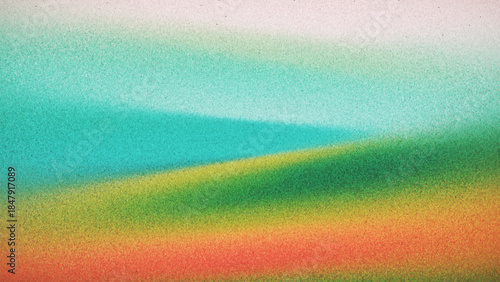 Grainy gradient background inspired by rolling green hills, open fields, calm sky and natural landscapes with cinematic noise effect created from thousands of individual dots for nature themed project