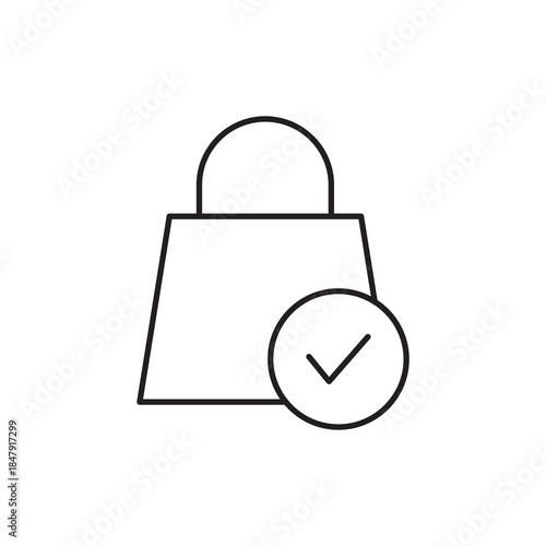 Verified check mark shopping bag order confirmed icon