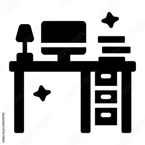 clean office desk Solid icon