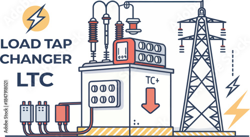 Load Tap Changer Vector Icon for Electrical Power Systems