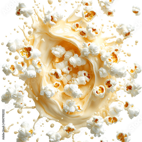 Popcorn splash against transparent background
