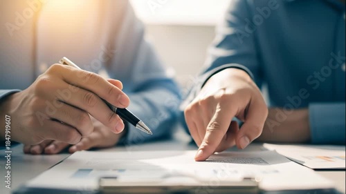 Business partners reviewing documents