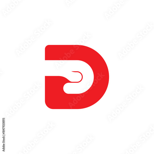 letter d hand palm punch doodle simple logo vector