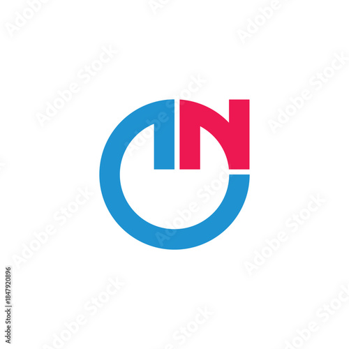 letter on power button circles geometric colorful logo vector