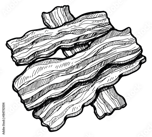 Hand drawn bacon strips illustration