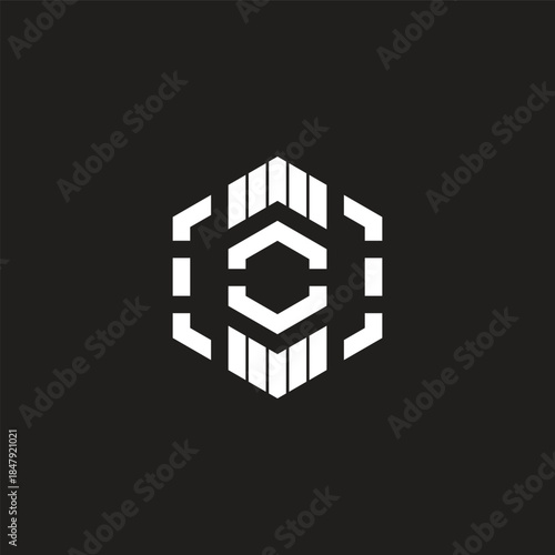 hexagonal abstract roof stripes arrows real estate logo vector