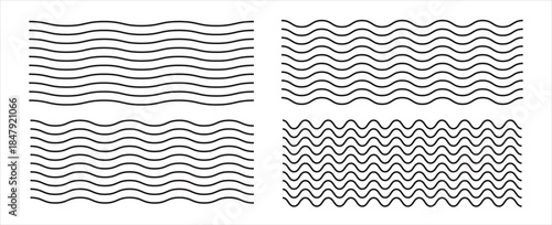 Waves line set. Wave ornament pattern. Set of wavy zigzag lines. Wave thin line background. Vector zigzag and wavy horizontal underline.