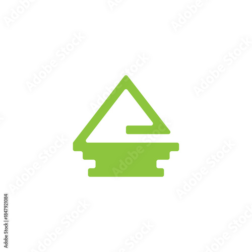 letter e green eco mountain lake symbol logo vector