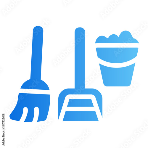 cleaning tools set Line Gradient Icon