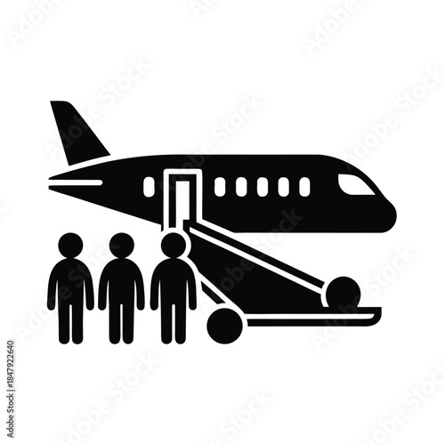 People Boarding Airplane Jet Bridge Icon