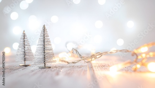 Miniature Christmas Trees with Festive Lights Decoration.
