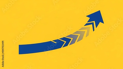 Blue and gray arrows pointing up on yellow background