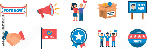 Political and voting themed icons set