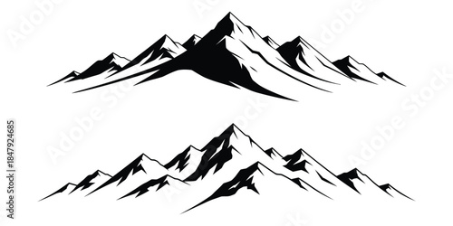 Mountains alpine skyline silhouette vector isolated design