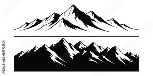 mountains alpine skyline silhouette vector