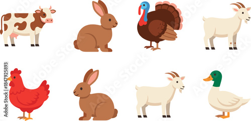 Farm animals cartoon collection