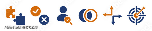 Problem solving icon set icon set, Solid style, vector illustration