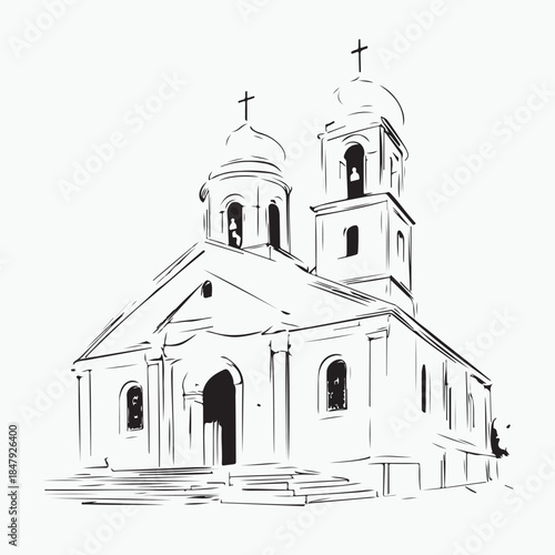 ancient church with white background